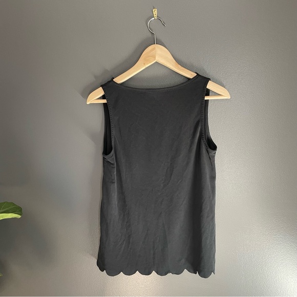 Eri + Ali Black Scalloped Neck Tank Top - Picture 2 of 6